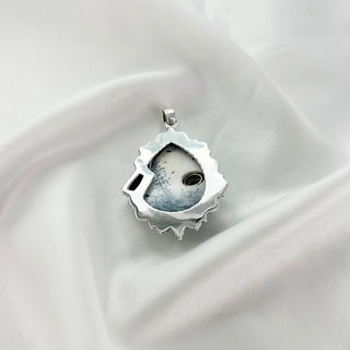 Natural Dendrite Opal & Green Onyx, Amethyst Pendant By Harshita Jewellery