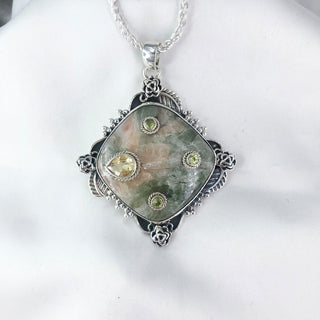 Natural Vessonite, Peridot & Citrine Pendan By Harshita Jewellery