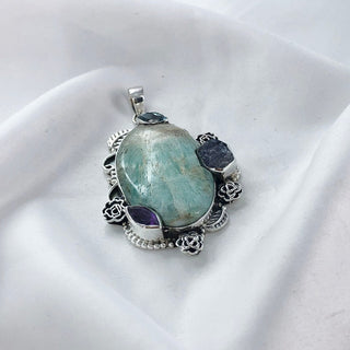 Natural Amazonite & Amethyst, Blue Topaz Pendant By Harshita Jewellery
