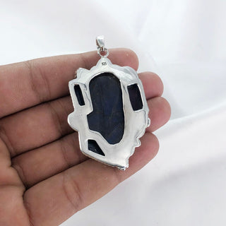 Natural Labradorite, Amethyst & Lapis Lazuli Pendant By Harshita Jewellery