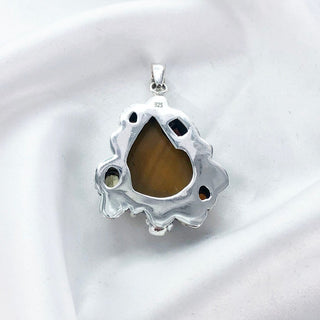 Natural Tiger's Eye, Rose Quartz, Garnet, Citrine & Carnelian Pendant By Harshita Jewellery