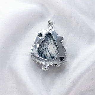 Natural Dendrite Opal & Raw Amethyst Gemstone Pendant By Harshita Jewellery