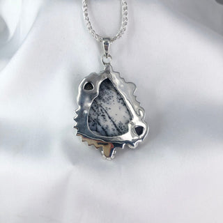 Natural Dendrite Opal & Raw Amethyst Gemstone Pendant By Harshita Jewellery