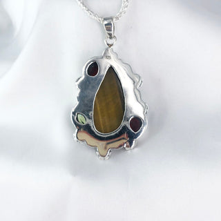 Natural Tiger's Eye, Garnet & Peridot Gemstone Pendant By Harshita Jewellery