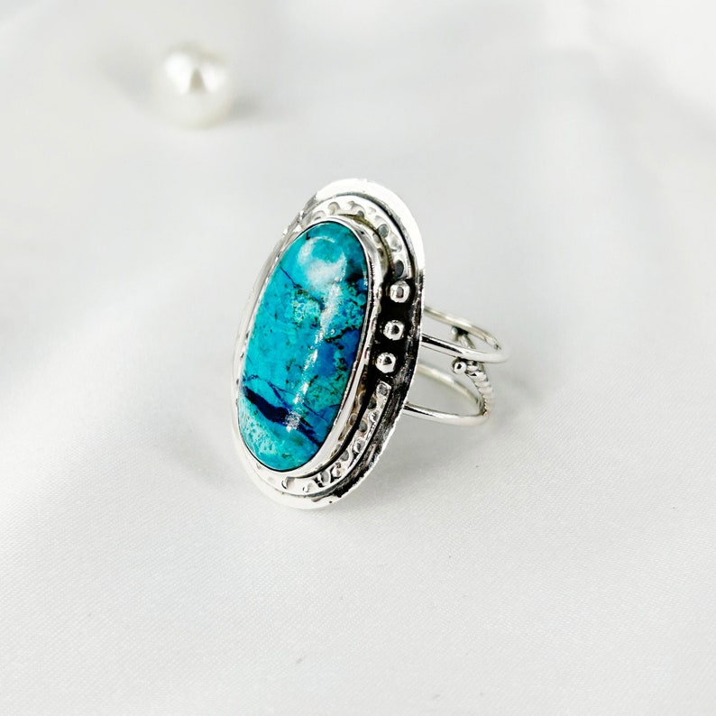 Natural Shattuckite Gemstone Ring By Harshita Jewellery