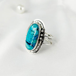 Natural Shattuckite Gemstone Ring By Harshita Jewellery