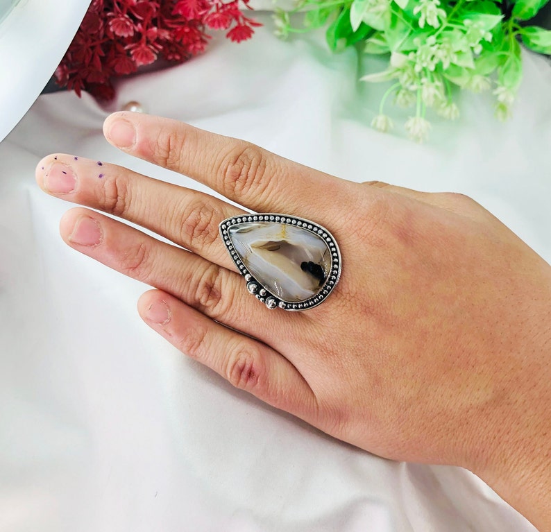Natural Montana Agate Ring By Harshita Jewellery