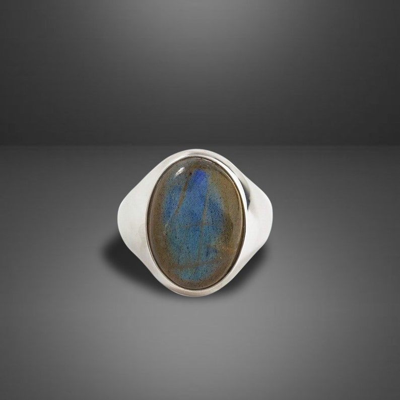 Labradorite Gemstone Men's Ring By Harshita Jewellery