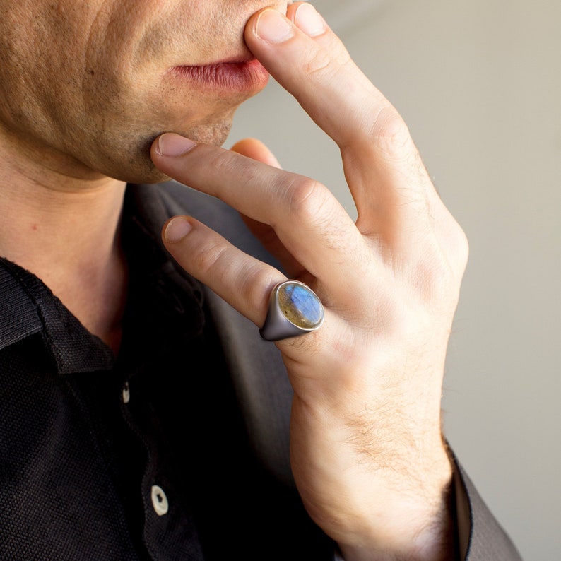 Labradorite Gemstone Men's Ring By Harshita Jewellery