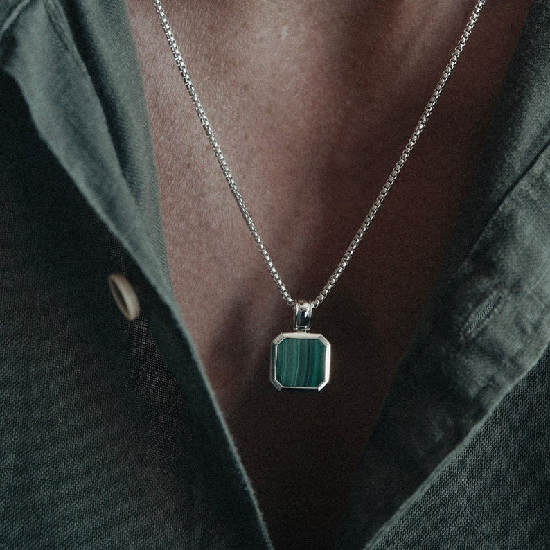 Green Malachite Men's Pendant By Harshita Jewellery