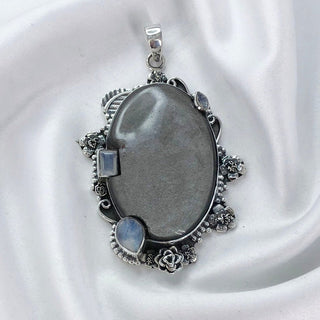Silver Sheen Obsidian Pendant By Harshita Jewellery
