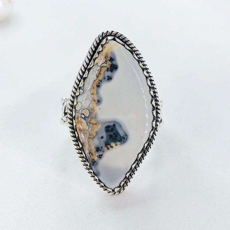 Natural Dendrite Agate Ring By Harshita Jewellery