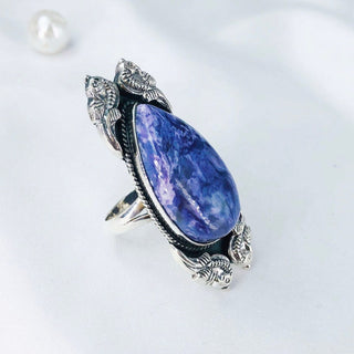 Natural Charoite Gemstone Ring By Harshita Jewellery