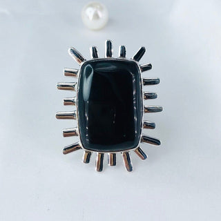 Natural Black Onyx Ring By Harshita Jewellery