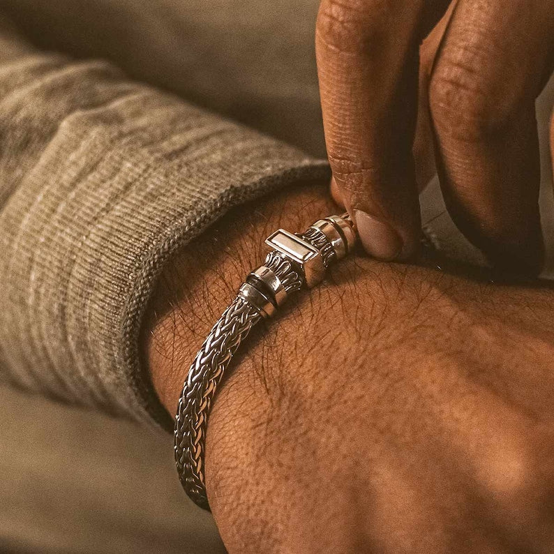 Men's Silver Chain Bracelet by Harshita Jewellery