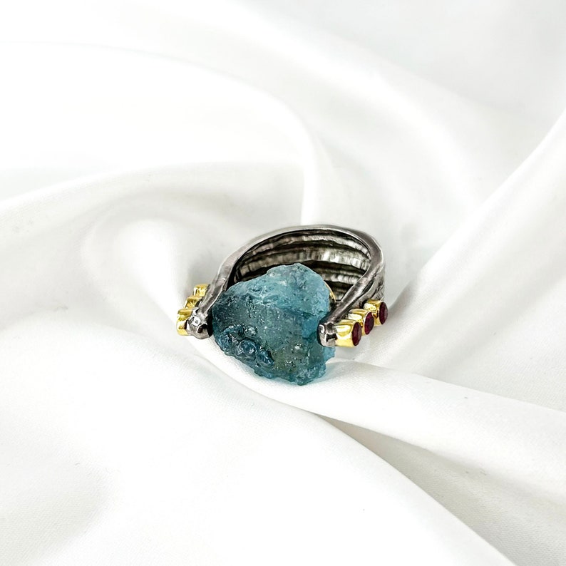Blue Aquamarine Ring By Harshita Jewellery