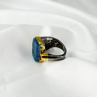 Natural Rough Aquamarine Ring By Harshita Jewellery