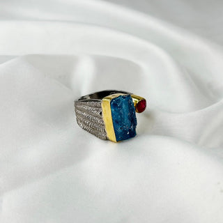 Natural Rough Aquamarine Ring By Harshita Jewellery