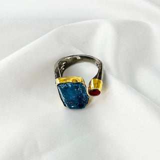 Natural Rough Aquamarine Ring By Harshita Jewellery