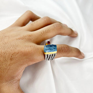 Natural Rough Aquamarine Ring By Harshita Jewellery