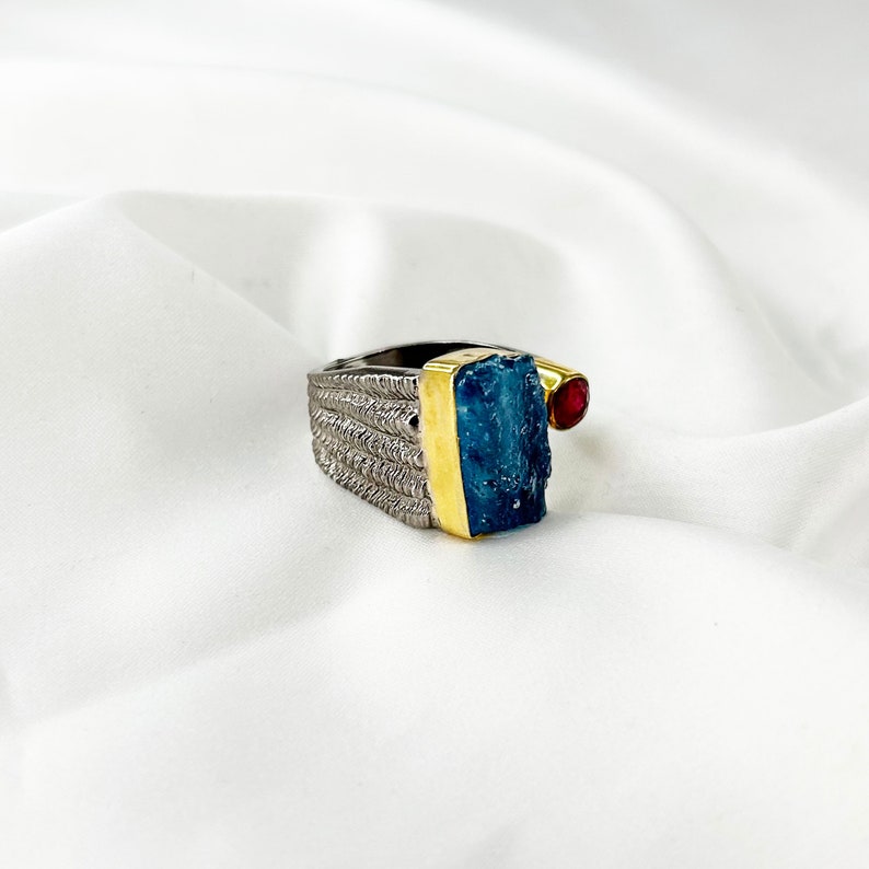 Natural Rough Aquamarine Ring By Harshita Jewellery