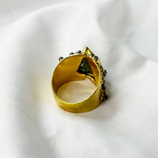 Natural Moldavite Gemstone Ring By Harshita Jewellery