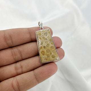 Natural Fossil Coral Gemstone Pendant By Harshita Jewellery