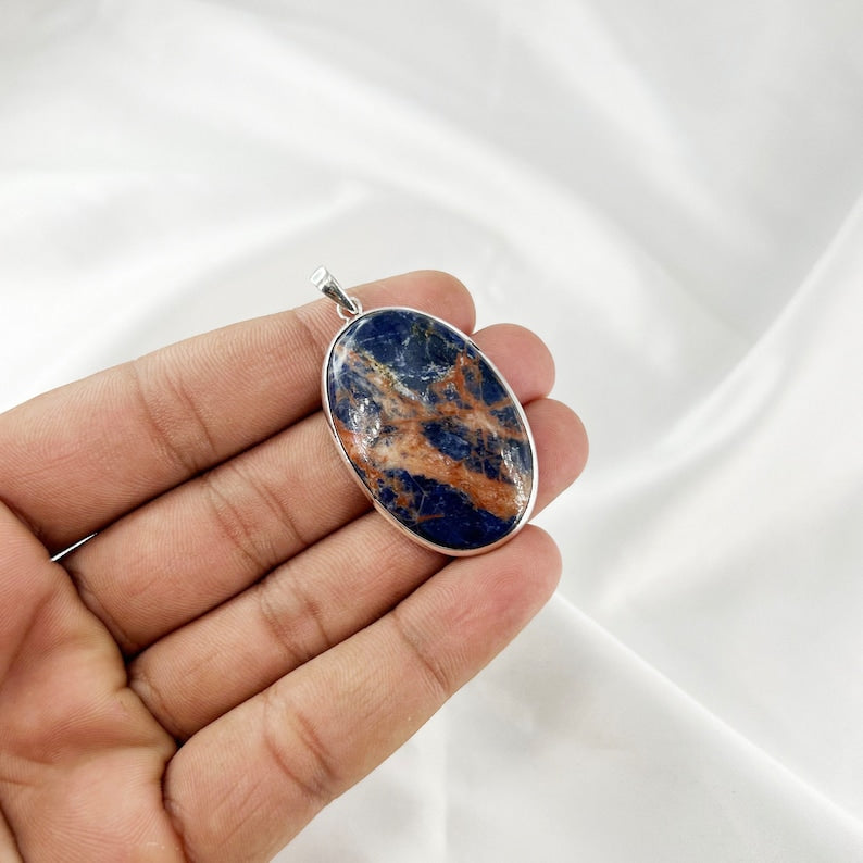 Natural Sodalite Pendant By Harshita Jewellery
