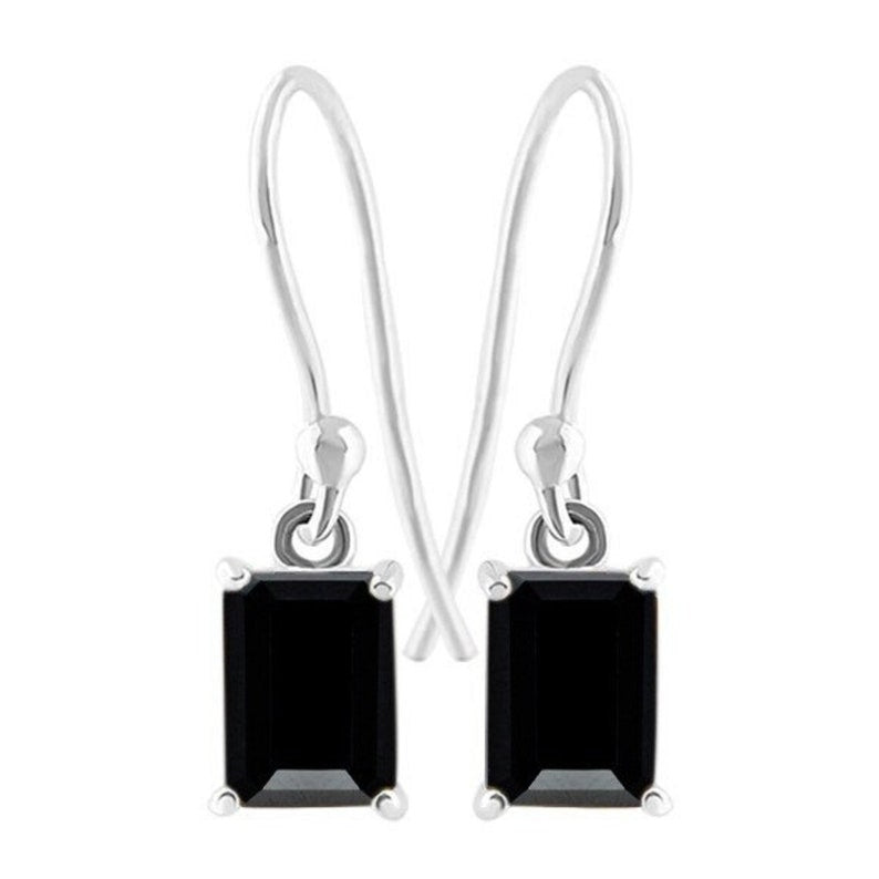Black Onyx 925 Sterling Silver Octagon Shape Rose Cut Handmade Girls Dangle Earrings By Harshita Jewellery