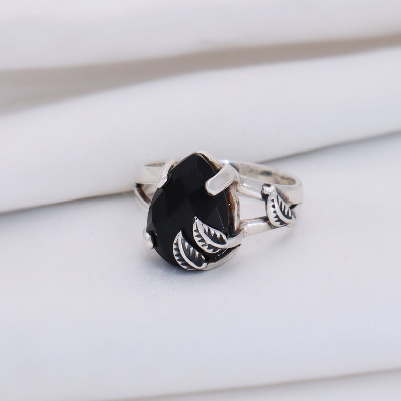 Natural Black Onyx Ring, 925 Sterling Silver, Handmade Gemstone Jewelry, 925 Sterling Silver, Statement Ring for Girls