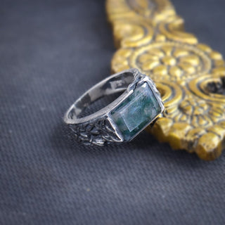 Green Moss Agate Men's Ring By Harshita Jewellery