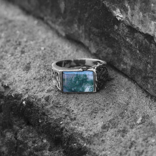 Green Moss Agate Men's Ring By Harshita Jewellery