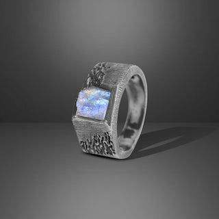 Rainbow Moonstone Men's Ring By Harshita Jewellery