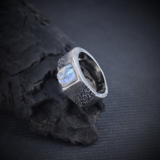 Rainbow Moonstone Men's Ring By Harshita Jewellery