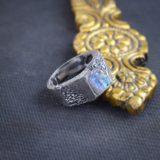 Rainbow Moonstone Men's Ring By Harshita Jewellery