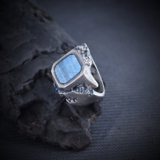 Flat Labradorite Gemstone Men's Ring By Harshita Jewellery