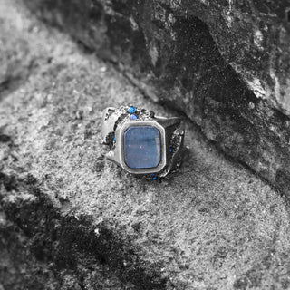 Flat Labradorite Gemstone Men's Ring By Harshita Jewellery