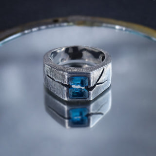 London Blue Topaz Men's Ring By Harshita Jewellery