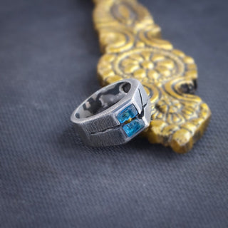 London Blue Topaz Men's Ring By Harshita Jewellery