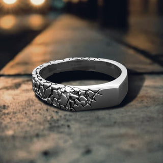 Vintage Brutalist Broken Men's Ring By Harshita Jewellery