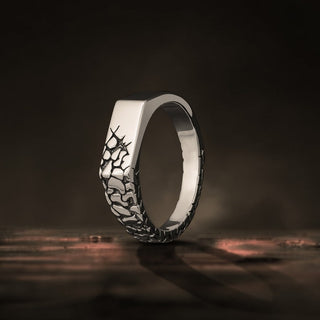 Vintage Brutalist Broken Men's Ring By Harshita Jewellery