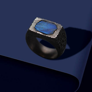 Labradorite Gemstone Men's Ring By Harshita Jewellery