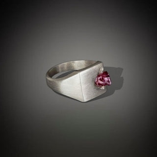 Raw Pink Tourmaline Men's Ring By Harshita Jewellery