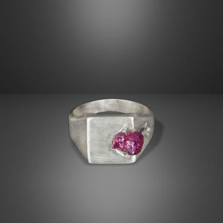 Raw Pink Tourmaline Men's Ring By Harshita Jewellery