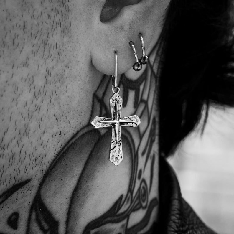Mens Dangle Cross Earrings By Harshita Jewellery