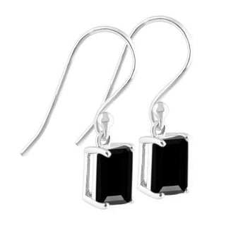 Black Onyx 925 Sterling Silver Octagon Shape Rose Cut Handmade Girls Dangle Earrings By Harshita Jewellery