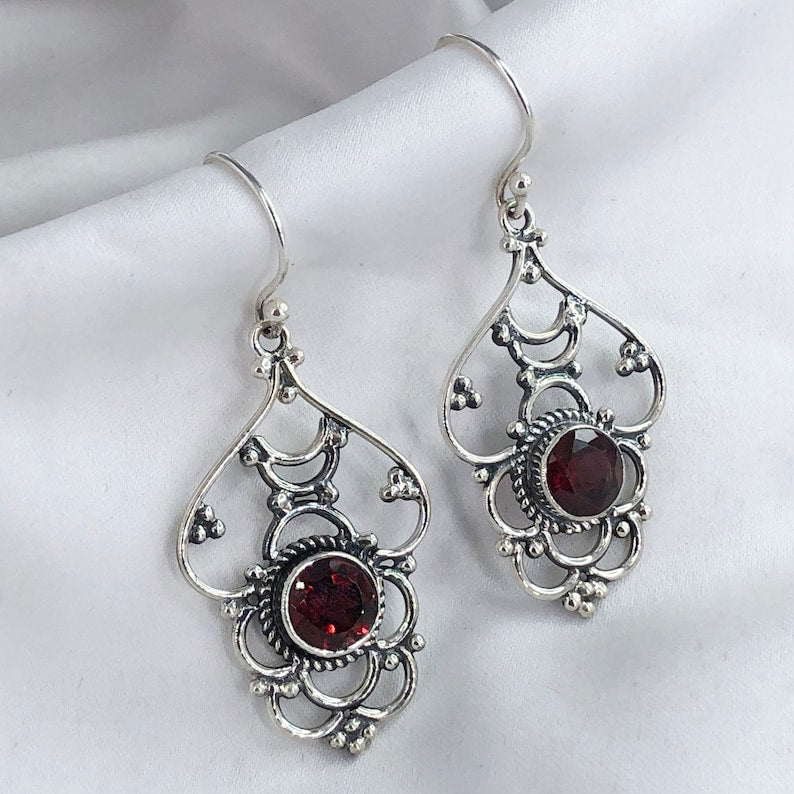 Red Garnet Earring By Harshita Jewellery