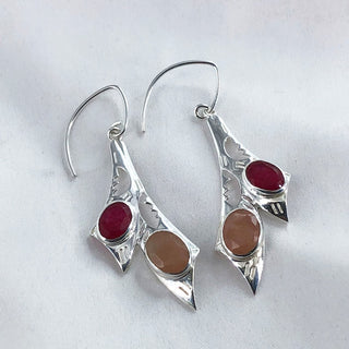 Ruby & Sunstone Gemstone Earring By Harshita Jewellery
