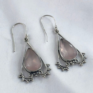 Rose Quartz Gemstone Earrings By Harshita Jewellery