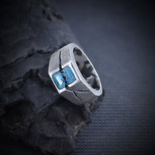London Blue Topaz Men's Ring By Harshita Jewellery